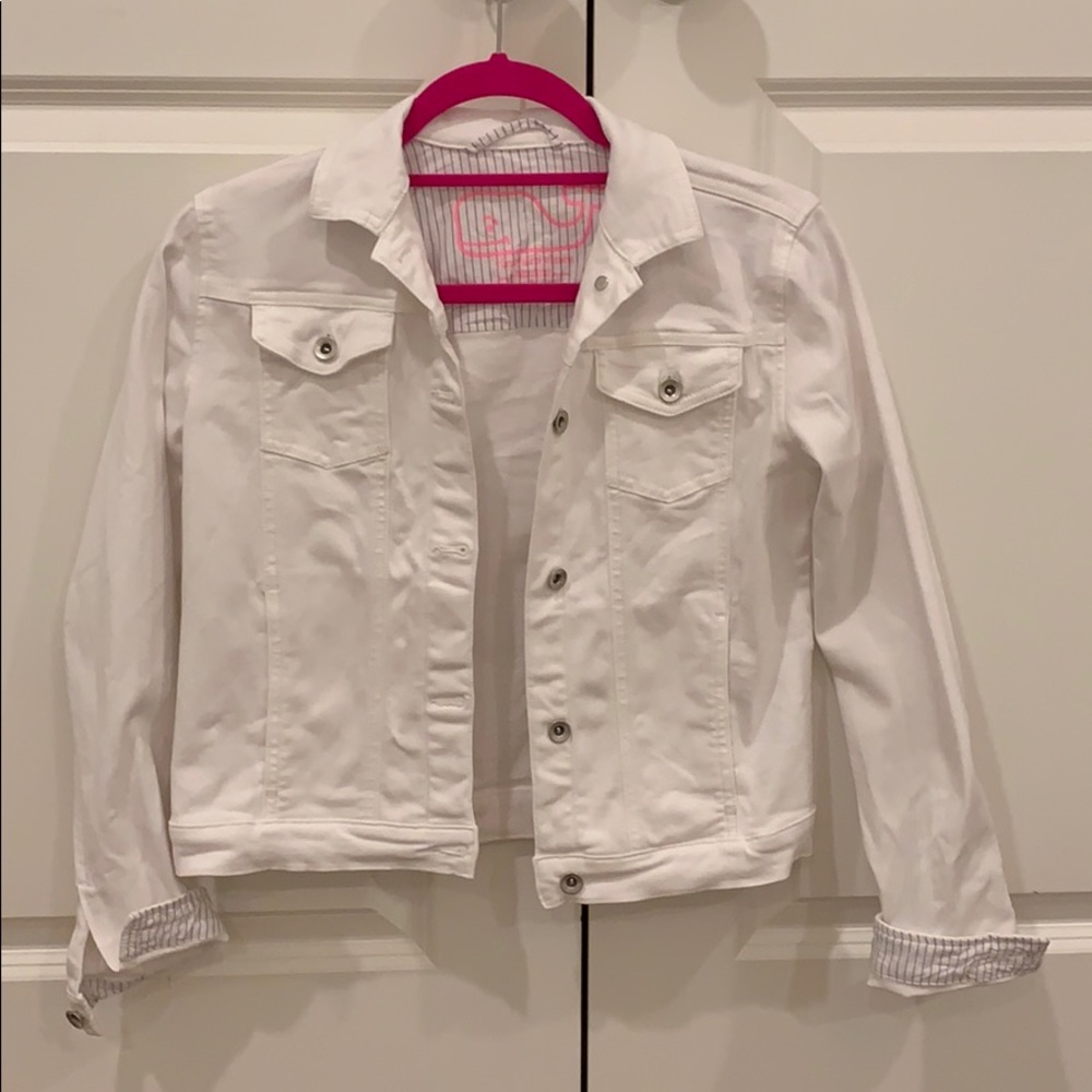 Girls White Vineyard Vines Denim Jacket